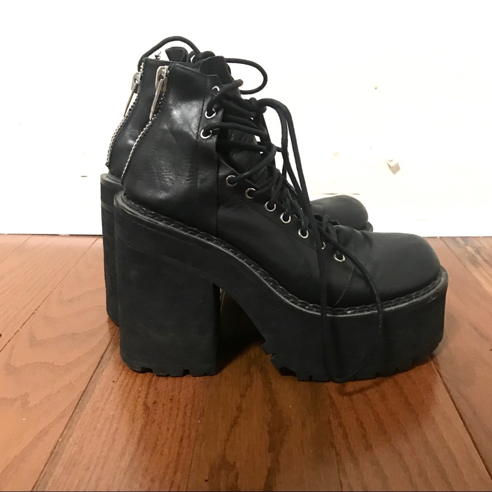 Unif trash boots size 8 black leather platform